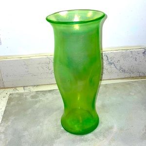 Loetz Uranium Bohemian Art Glass Antique Kralic Large 10 Inches Dimpled Vase EUC